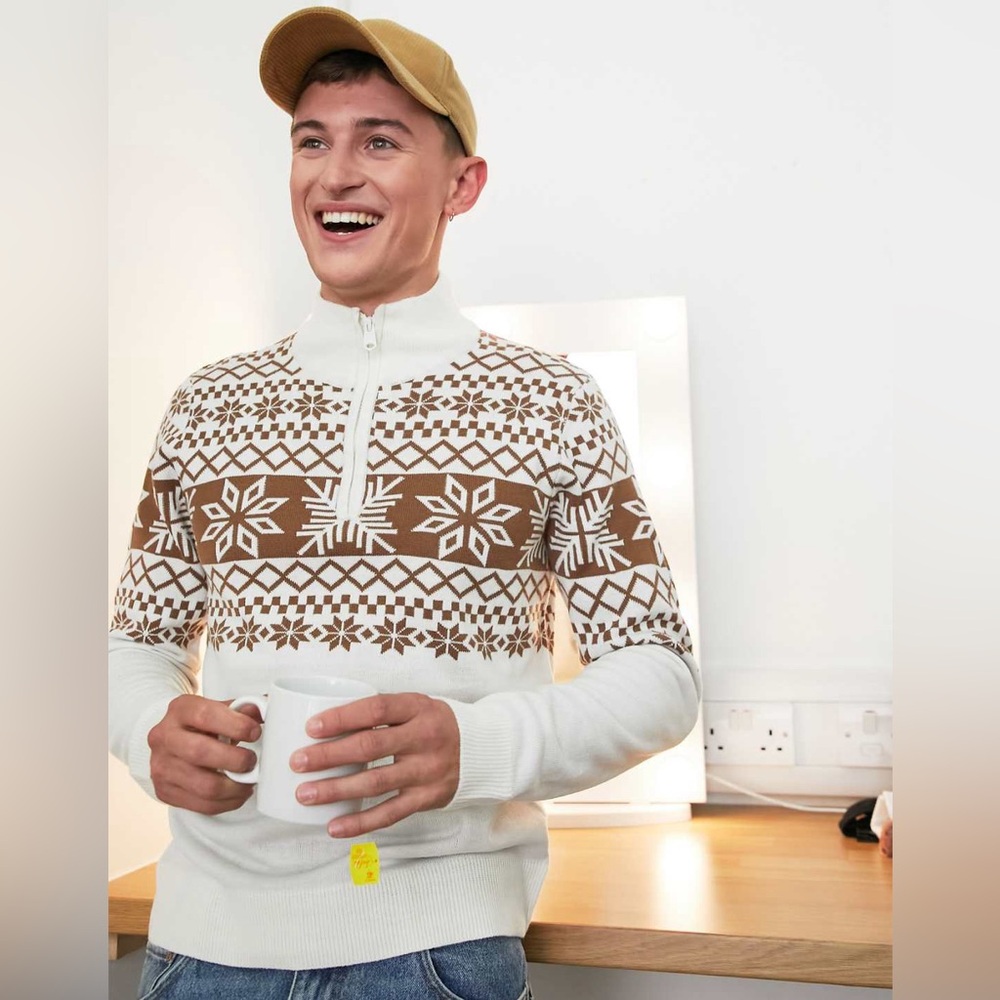 Cream and White Christmas Sweater Fairisle Ecru